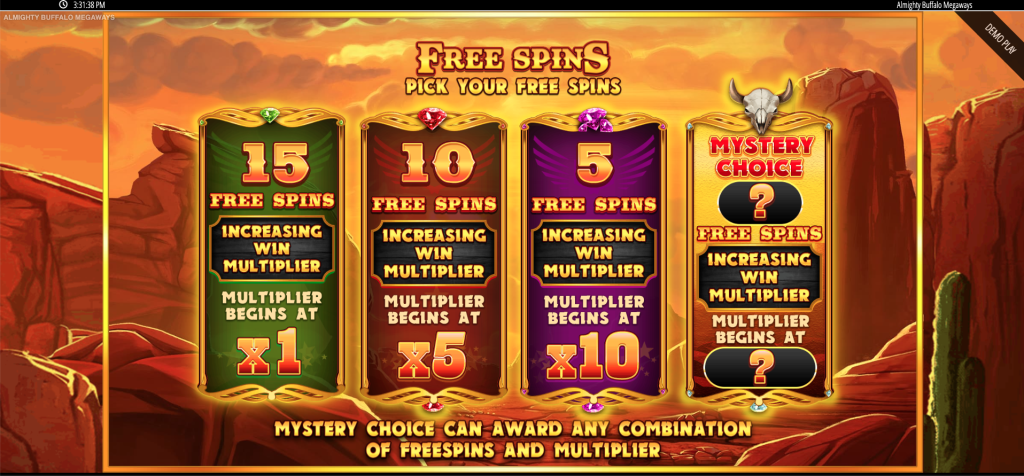 Almighty Buffalo Megaways free spins choice